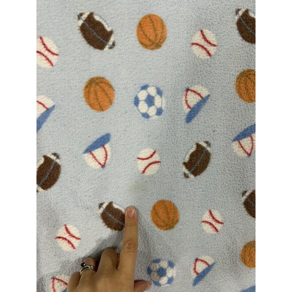Kidgets Blue Basketball Football Baseball Soccer Cap Hat Sports Baby Blanket - Picture 6 of 7
